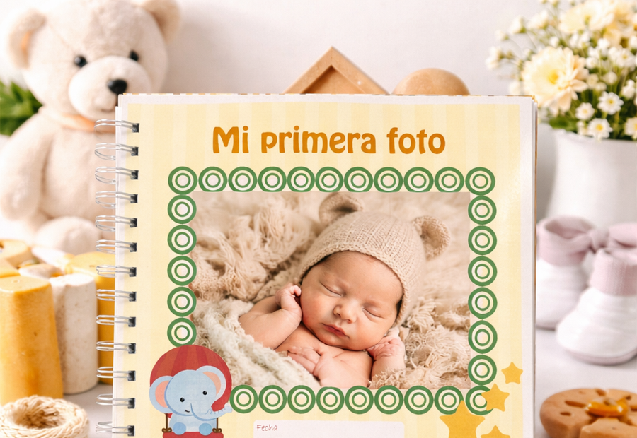 Página “Mi primera foto” del diario de bebé Una historia de amor de iNMente.