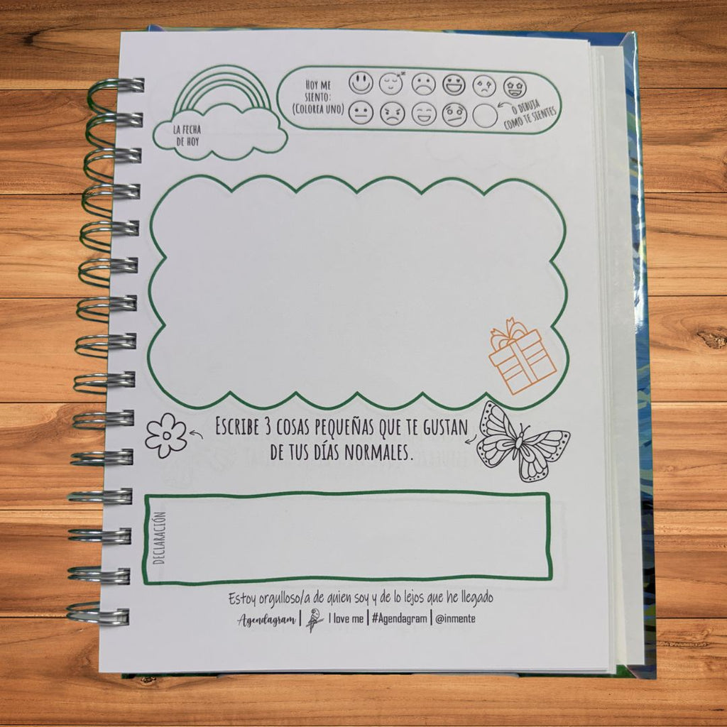 Diario de hábitos saludables y mentalidad de crecimiento para el público infantil.