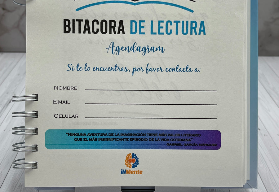 Página interior de la Bitácora de Lectura de iNMente para registrar un libro leído y escribir lo que dejó