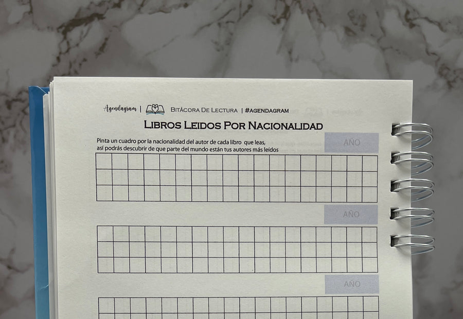 Página de libros leídos por nacionalidad, con cuadros para pintar según el país del autor
